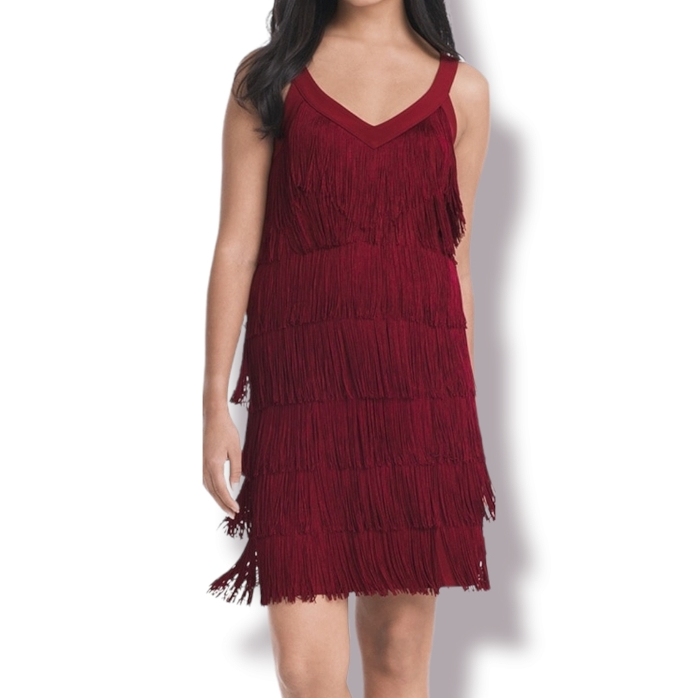 WHBM Fringe Dress Red